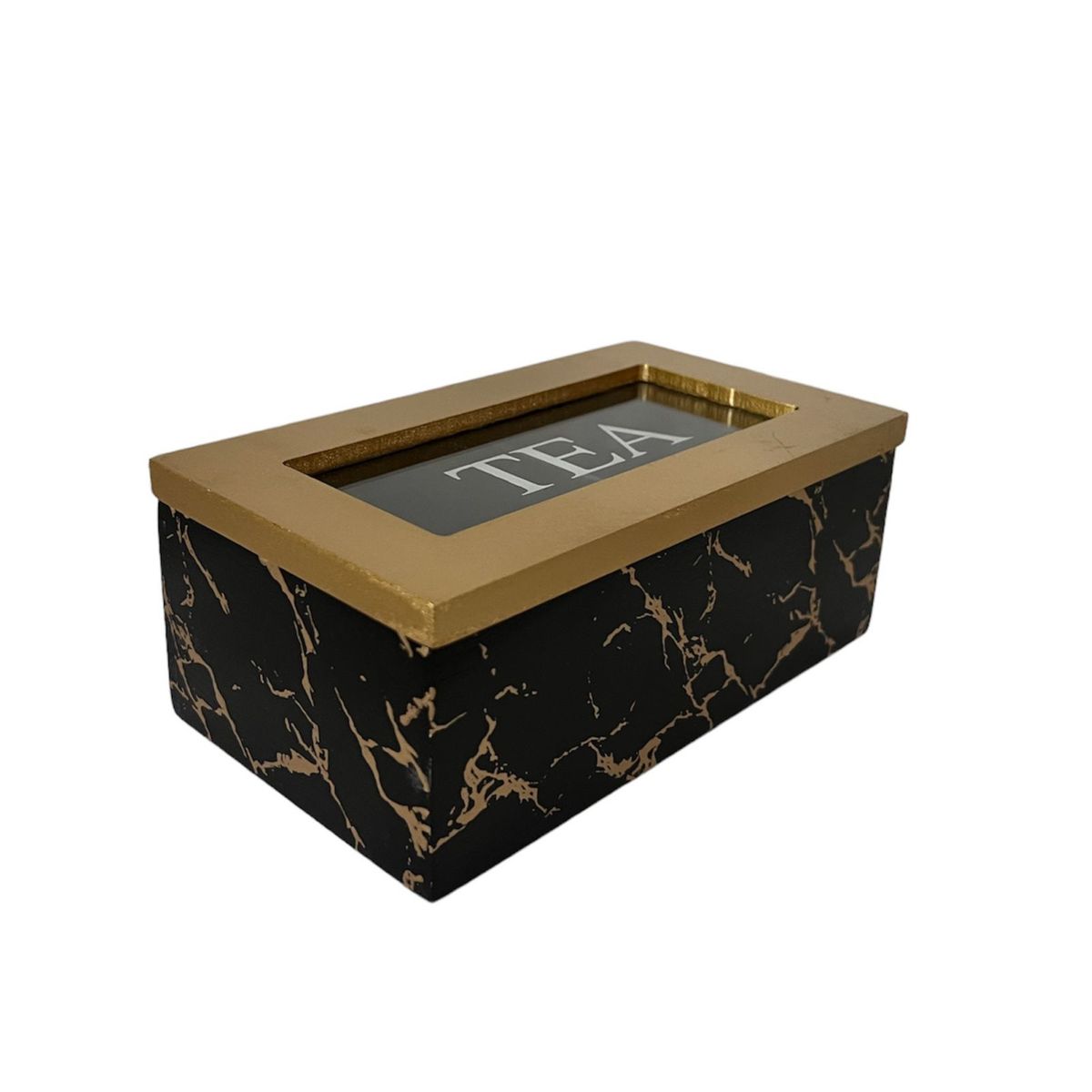 GENERICO - Caja De Té Mediana De Madera 2 Espacios Marmoleado