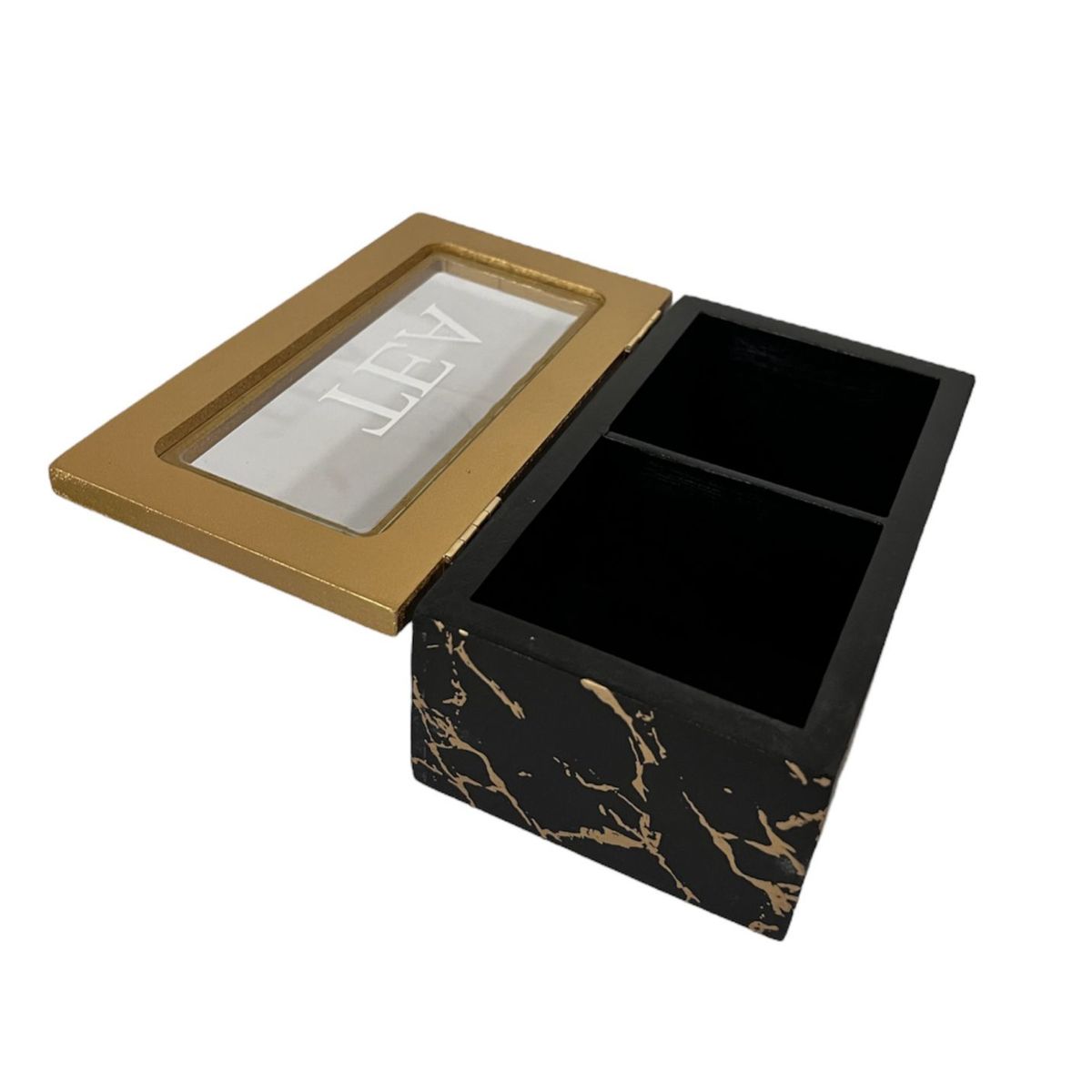 GENERICO - Caja De Té Mediana De Madera 2 Espacios Marmoleado