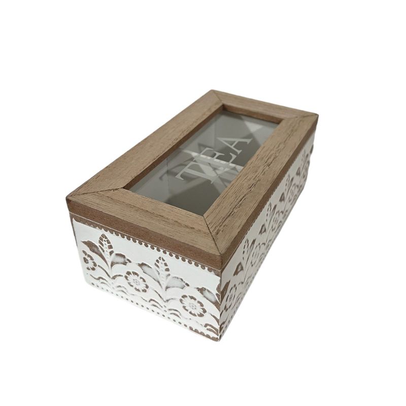 GENERICO - Caja De Té Mediana De Madera 2 Espacios Diseño Victoriano