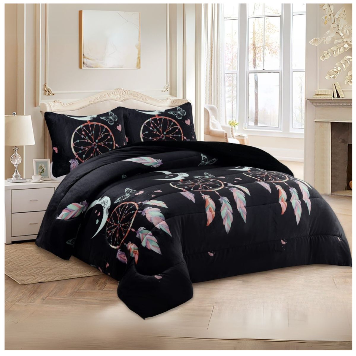 GENERICO - Cobertor Plush Con Chiporro 2 Plazas Diseño Floral Invierno