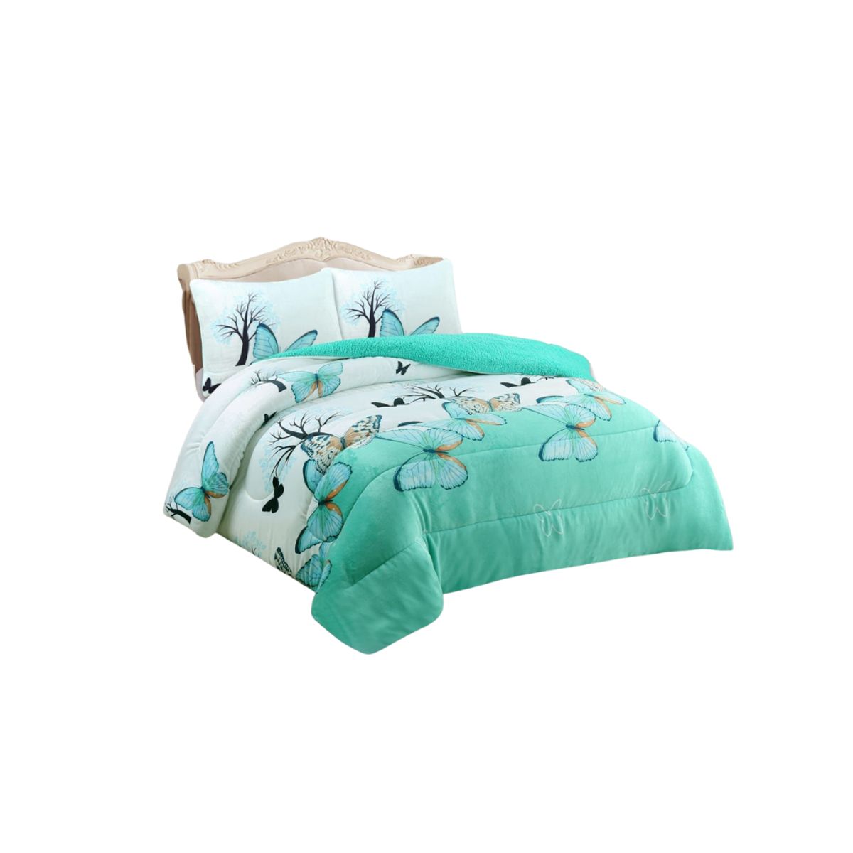 GENERICO - Cobertor Plush Con Chiporro 2 Plazas Diseño Floral Invierno