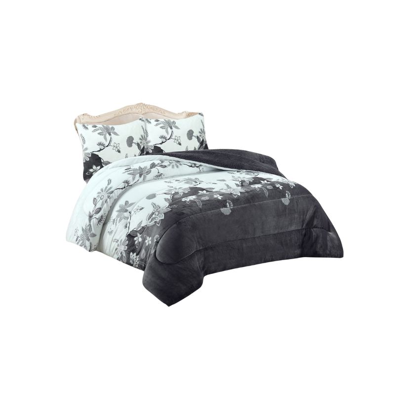 GENERICO - Cobertor Plush Con Chiporro 2 Plazas Diseño Floral Invierno