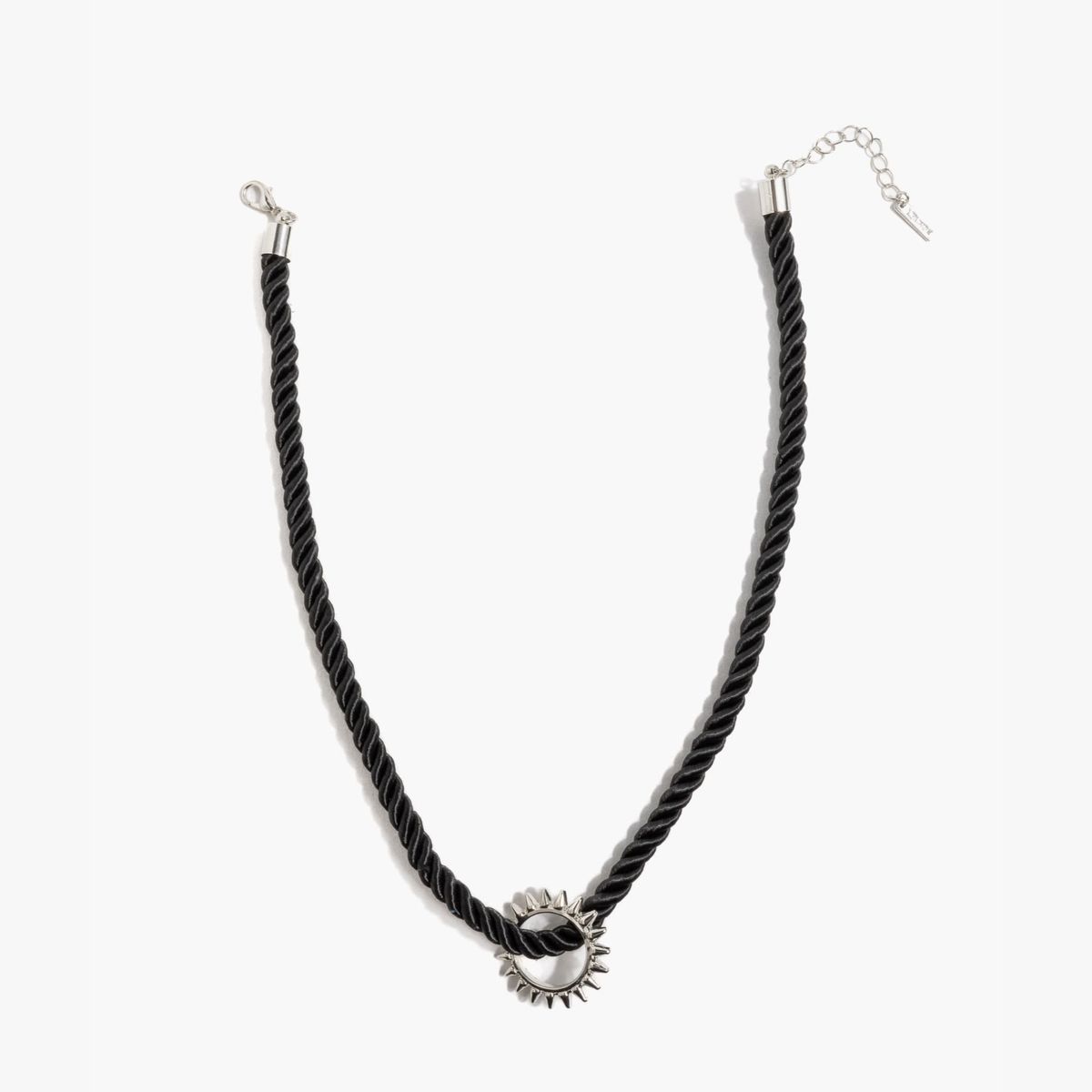 LOUNGE - Collar Mujer Cuerda Punk Plateado