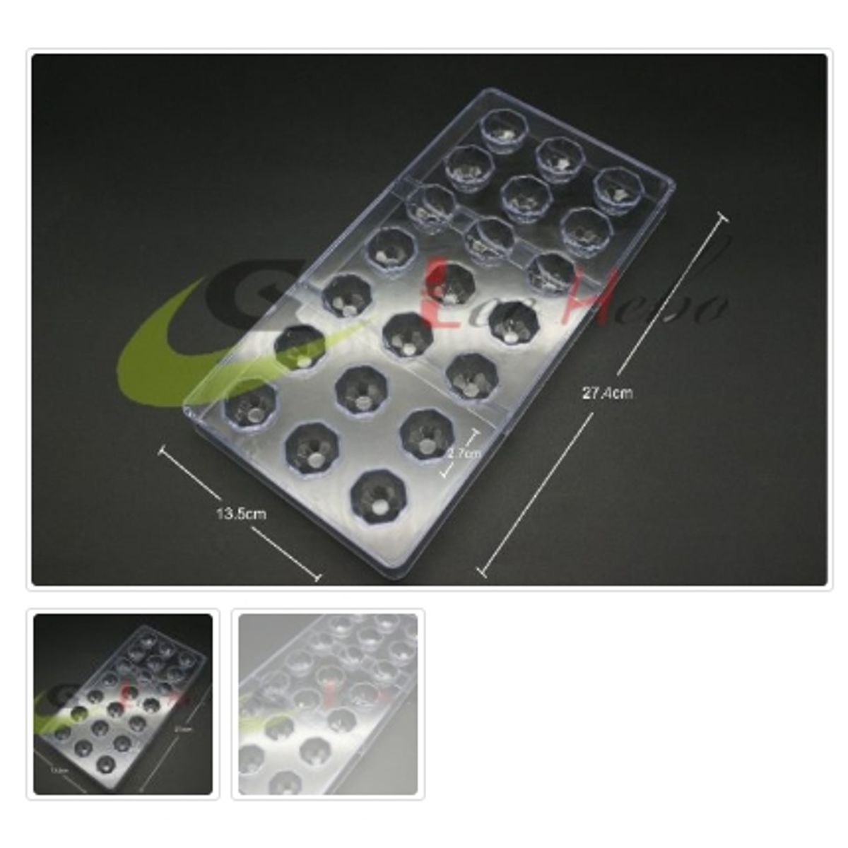 GENERICO - Molde Acrilico Para Chocolate 21 Divisiones Forma Diamantes.