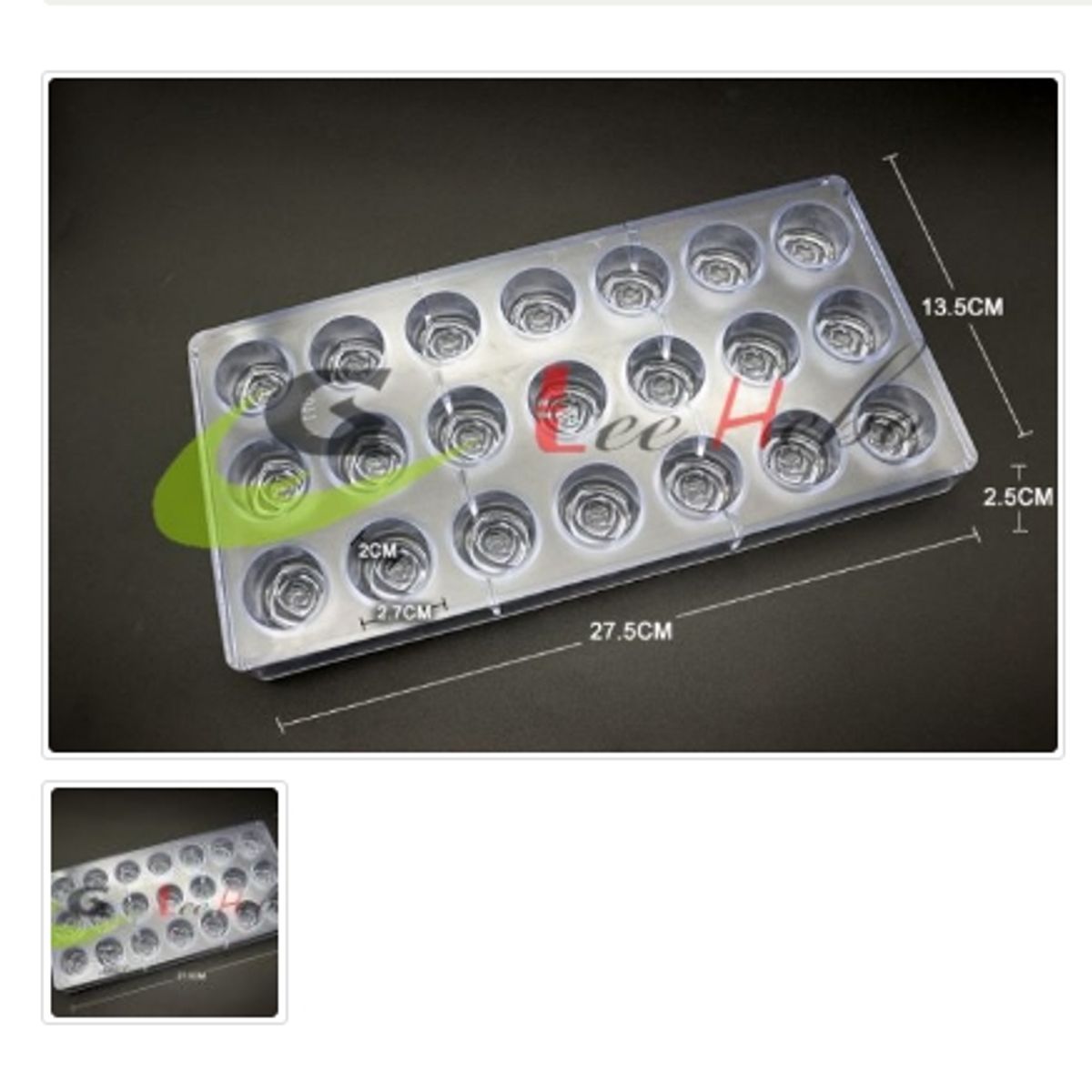 GENERICO - Molde Acrilico Para Chocolate 21 Divisiones Forma Rosas