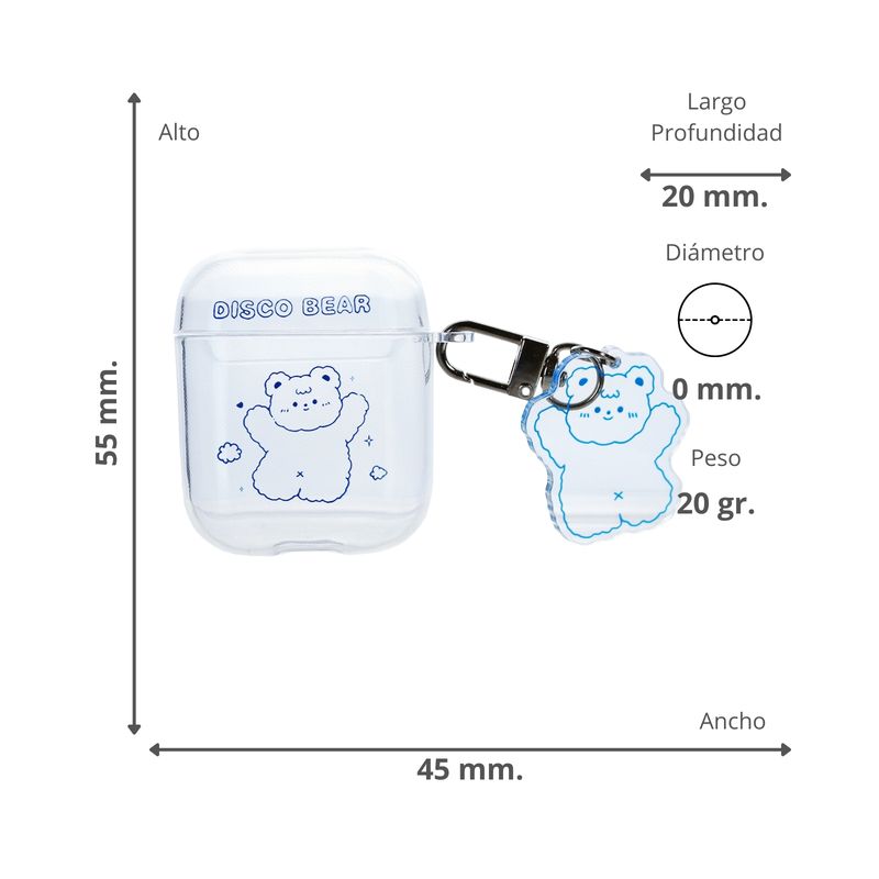 GENERICO - Funda Carcasa AirPods 1 y 2  Silicona Disco Bear