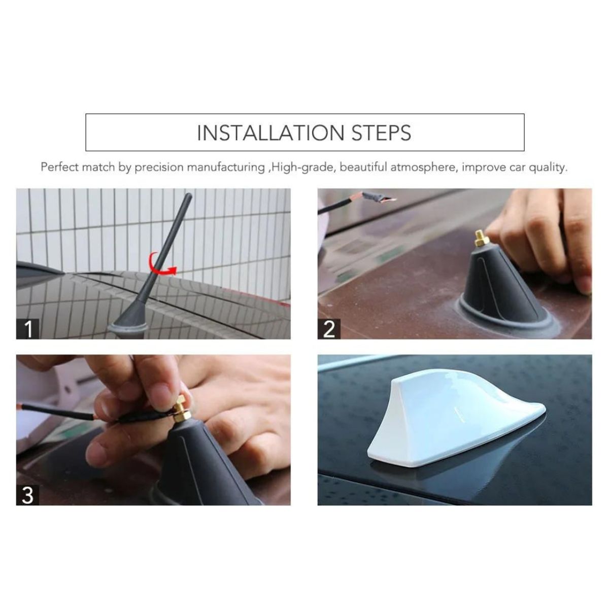 GENERICO - Antena Aleta De Tiburón Para Auto Universal Amfm PLATEADO