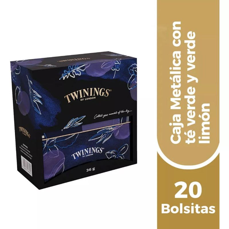 TWININGS - Té Verde Twinings Caja Metálica 20 Bolsitas