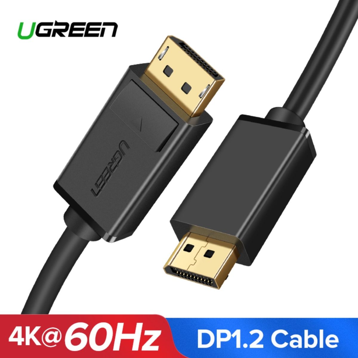 UGREEN - Cable Computacion Displayport 1.2 M/M (4k/60hz) O ( 2k/144hz) 2m Dp102