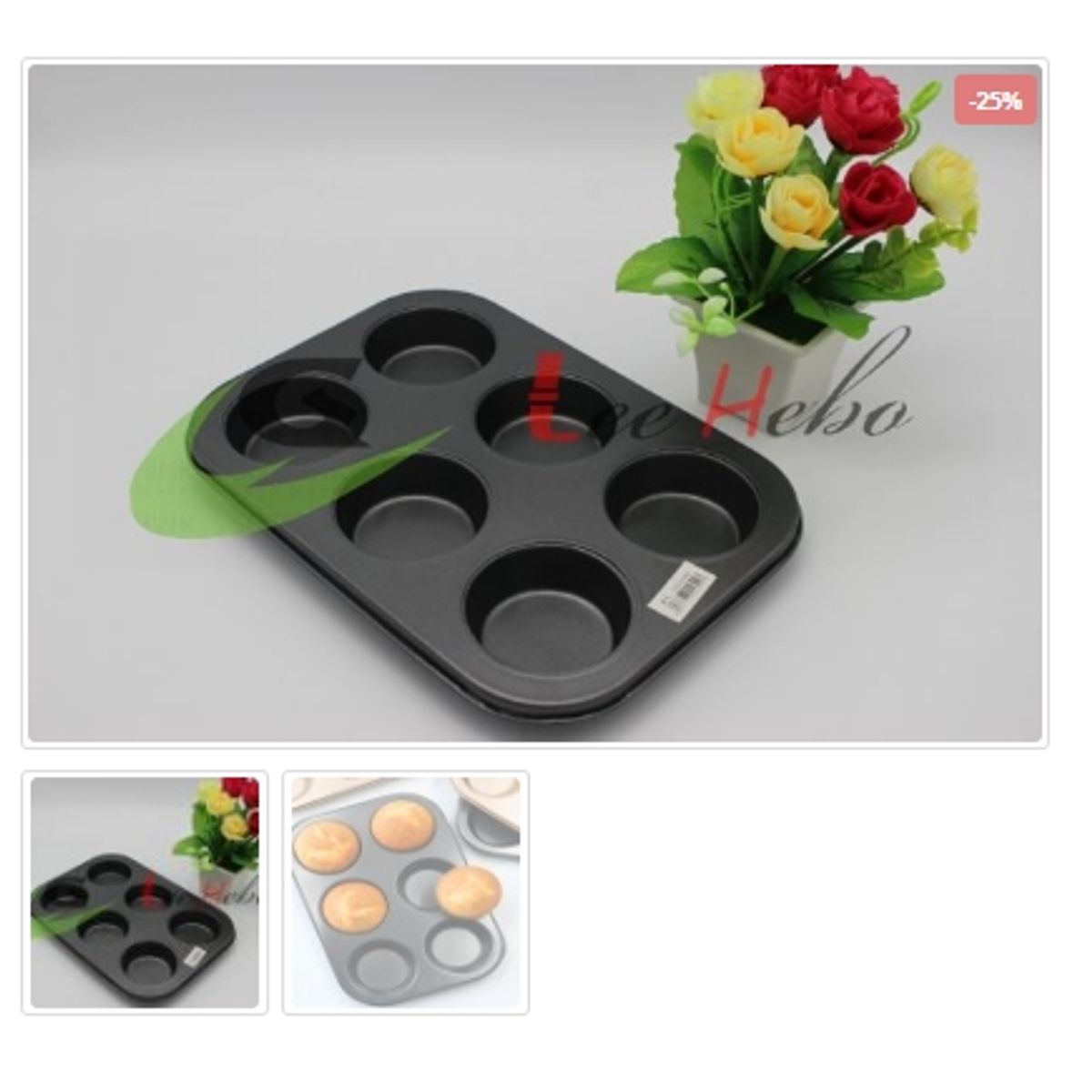 GENERICO - Molde Cup Cakes De 6 Divisiones Aluminio