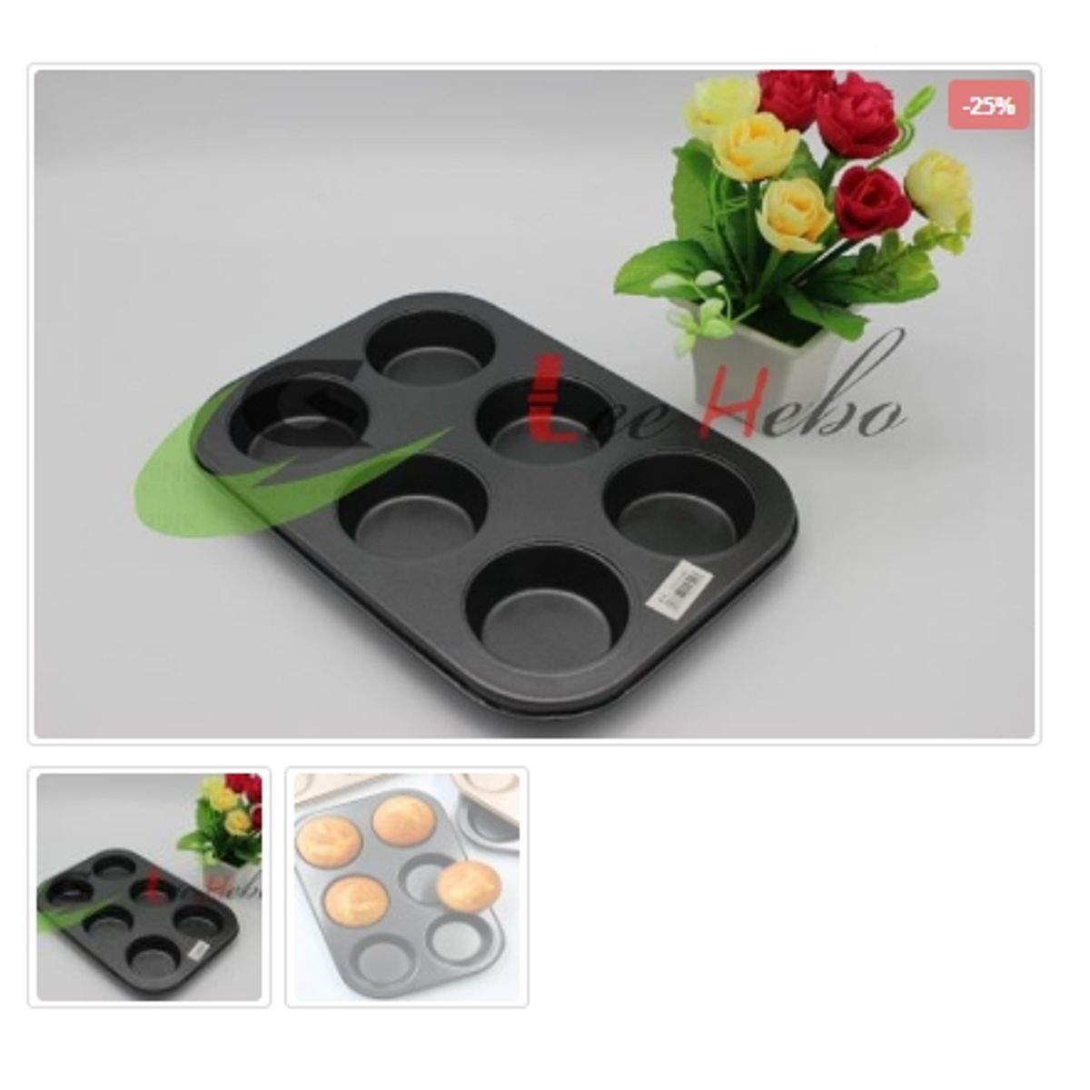 GENERICO - Molde Cup Cakes De 6 Divisiones Aluminio