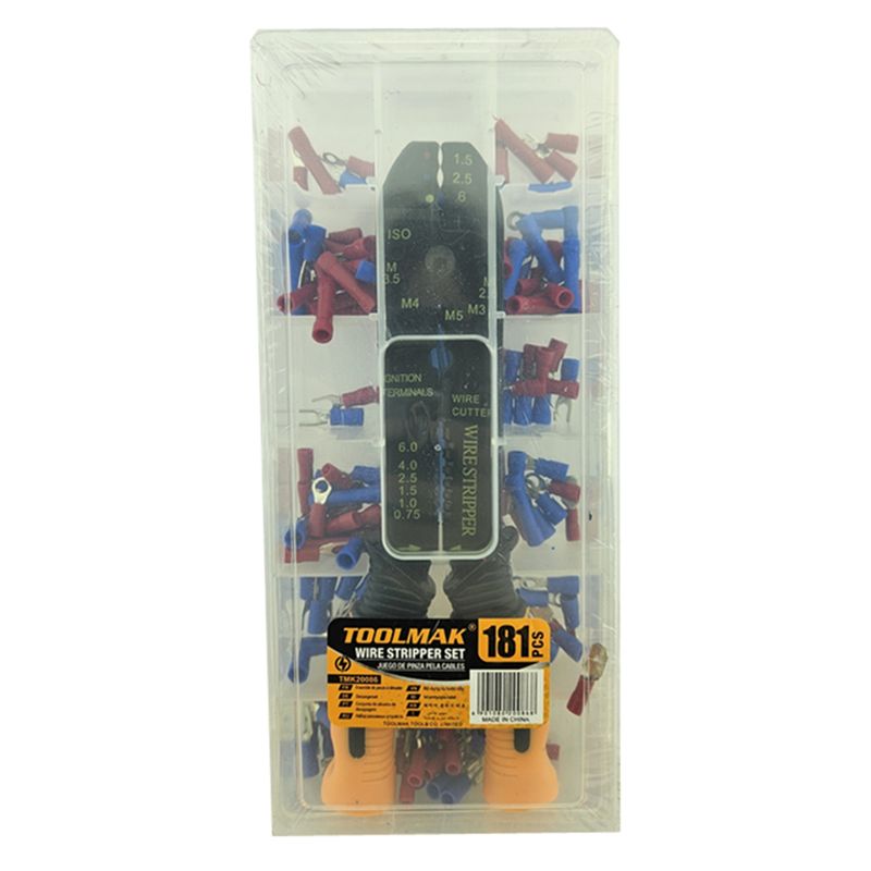 GENERICO - Kit Alicate Pinza Pelacable Con Terminales 181 Pcs Toolmak