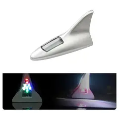 GENERICO - Antena Tipo Aleta Tiburon Foco Solar Neblinero Con Luz Led GRIS CLARO