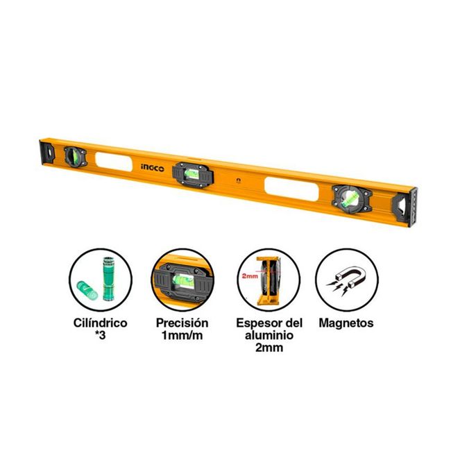 INGCO - Nivel Aluminio Con Iman 3 Burbujas 100cm Ingco Hsl28100