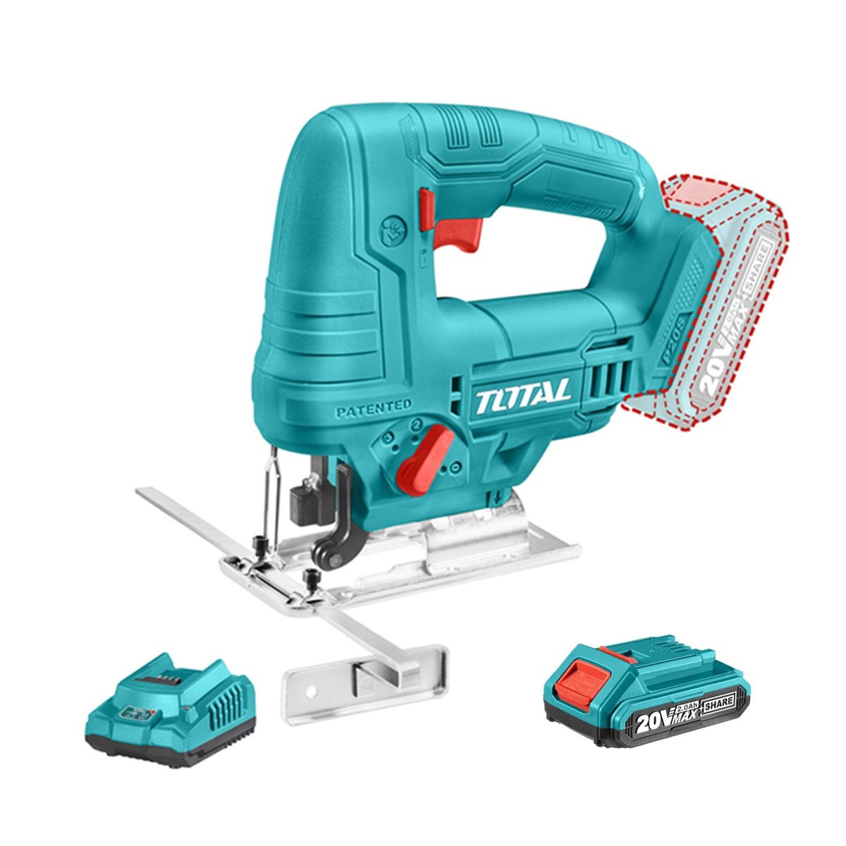 TOTAL TOOLS - Sierra Caladora Inalambrica 20v Bat Carg Total Tjsli65081