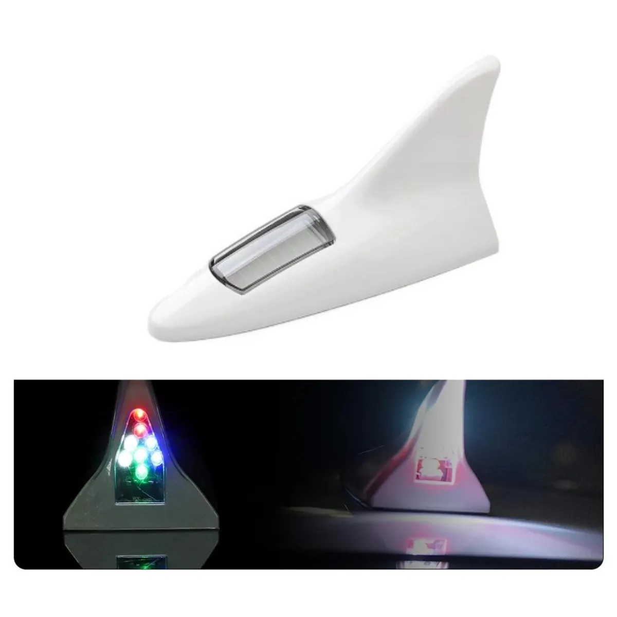 GENERICO - Antena Tipo Aleta Tiburon Foco Solar Neblinero Con Luz Led blanco