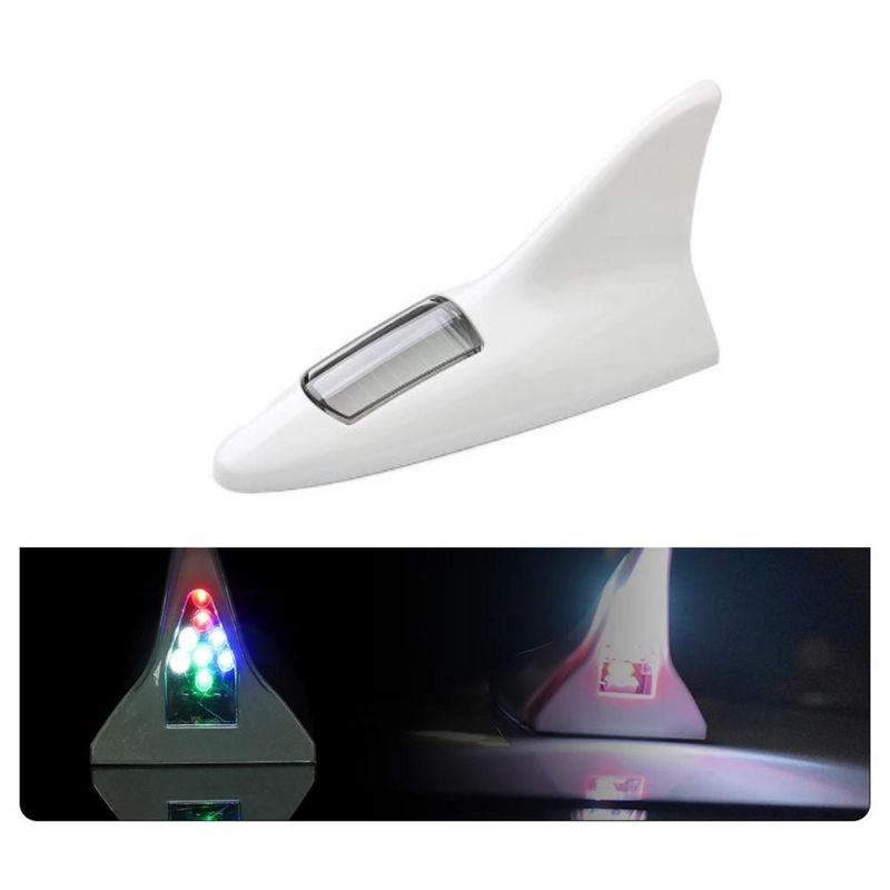 GENERICO - Antena Tipo Aleta Tiburon Foco Solar Neblinero Con Luz Led blanco