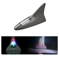 GENERICO - Antena Tipo Aleta Tiburon Foco Solar Neblinero Con Luz Led GRIS OSCURO