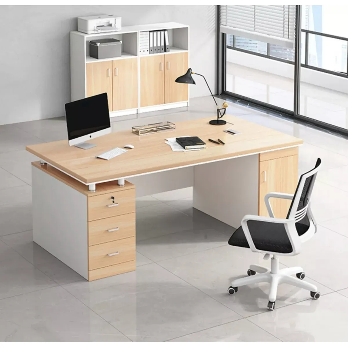 HOMER DESIGN - Escritorio Moderno Con Cajoneras 140x60x77cm Para Oficina…