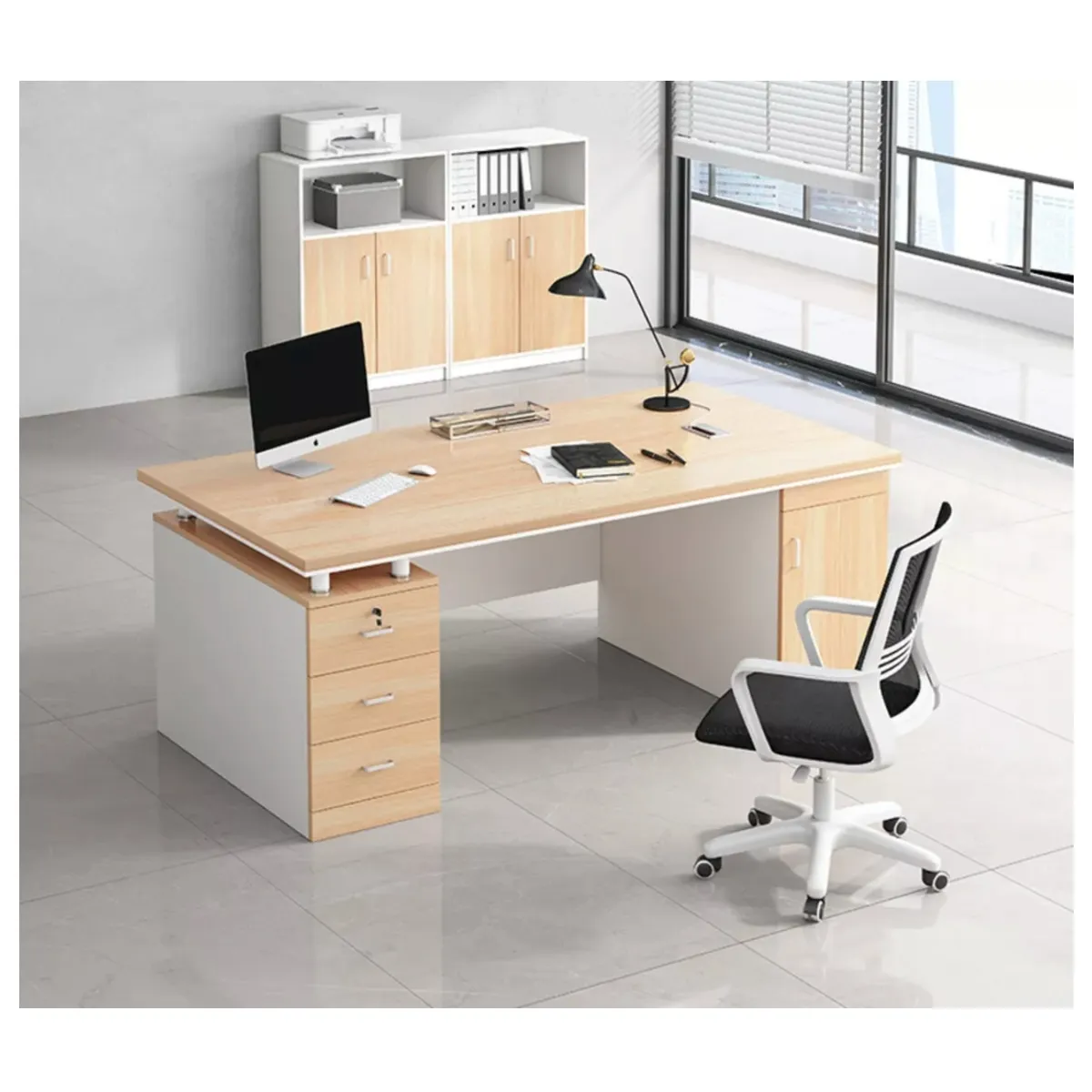 HOMER DESIGN - Escritorio Moderno Con Cajoneras 140x60x77cm Para Oficina…