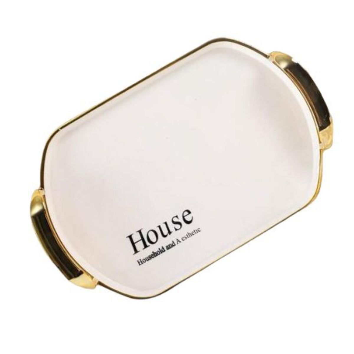 GENERICO - Bandeja Elegante Servir Con Dorado Decorativa Ovalada