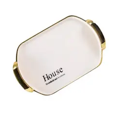 GENERICO - Bandeja Elegante Servir Con Dorado Decorativa Ovalada