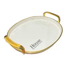 GENERICO - Bandeja Elegante Servir Con Dorado Decorativa Redonda Grande