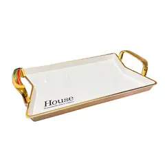 GENERICO - Bandeja Elegante Servir Con Dorado Decorativa Redonda Grande