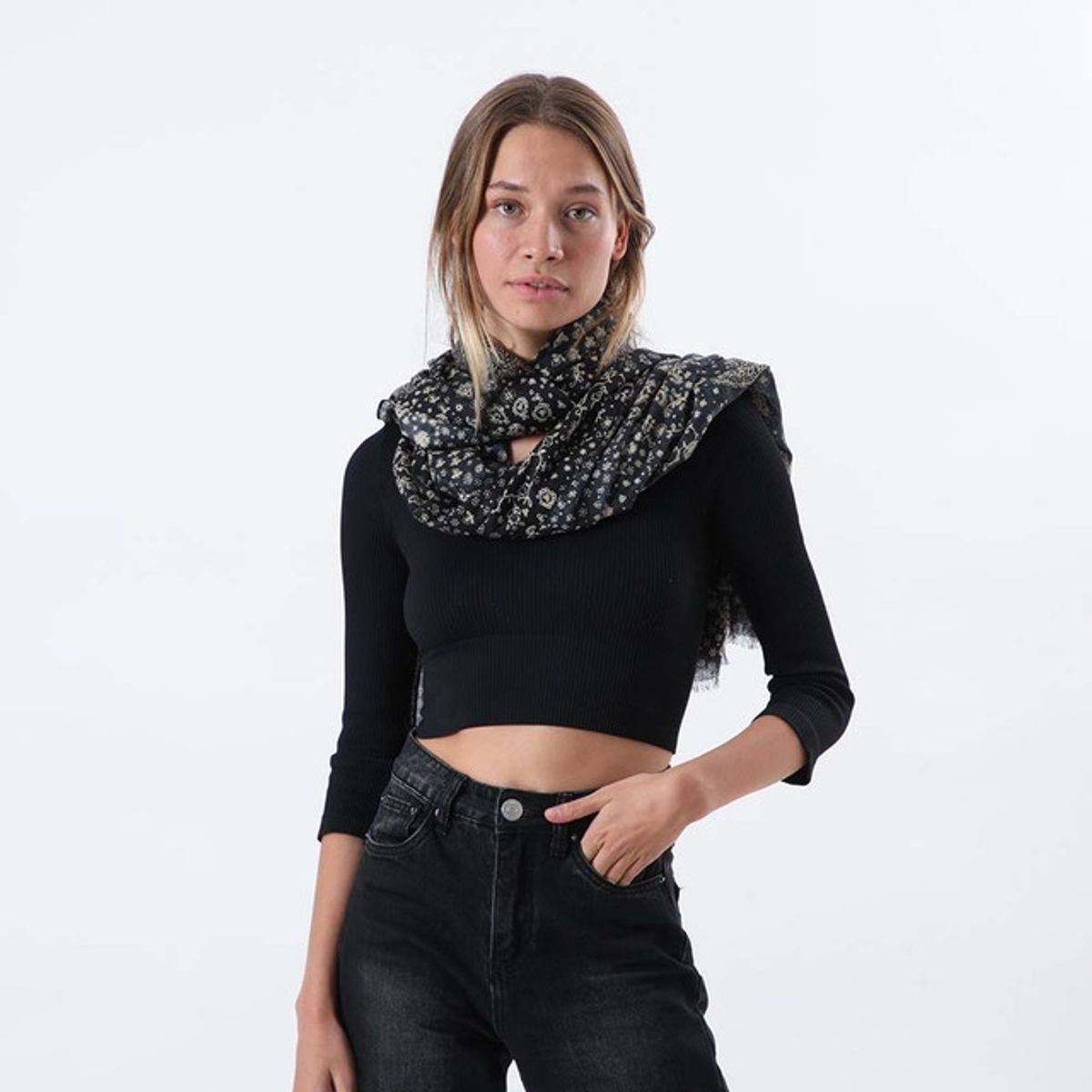 I D - Pañuelo Estampado Preto Negro i-D