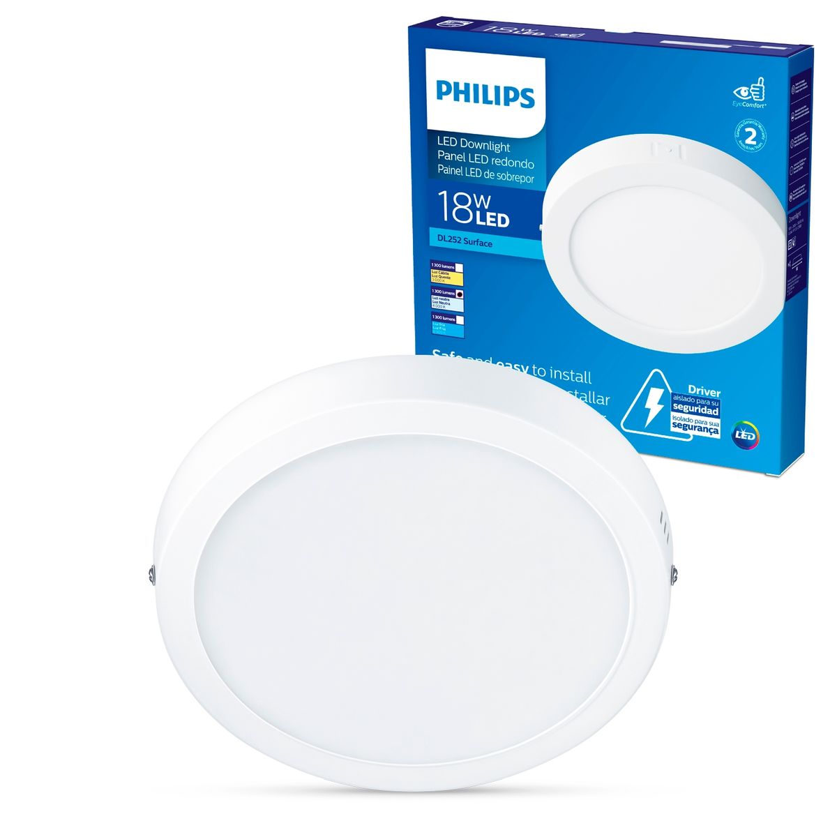 PHILIPS - Foco Panel Plafon Led Sobrepuesto Philips 18W Blanco Neutro