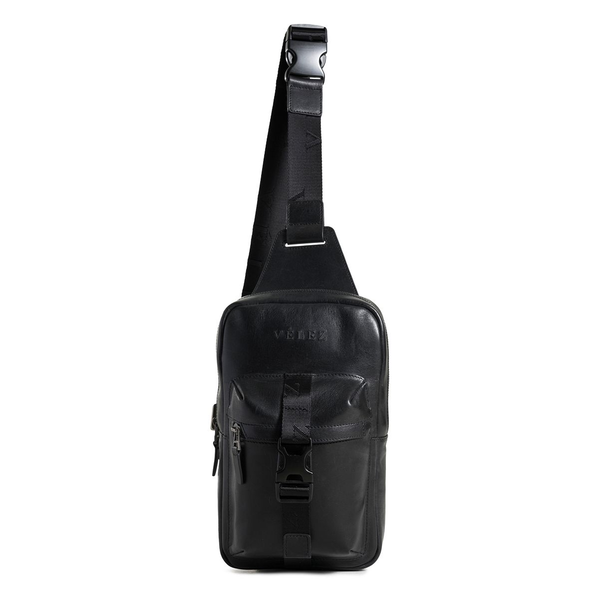 VELEZ - Bolso de hombro cruzado de cuero para hombre color Negro