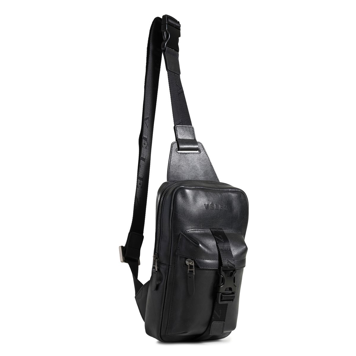 VELEZ - Bolso de hombro cruzado de cuero para hombre color Negro
