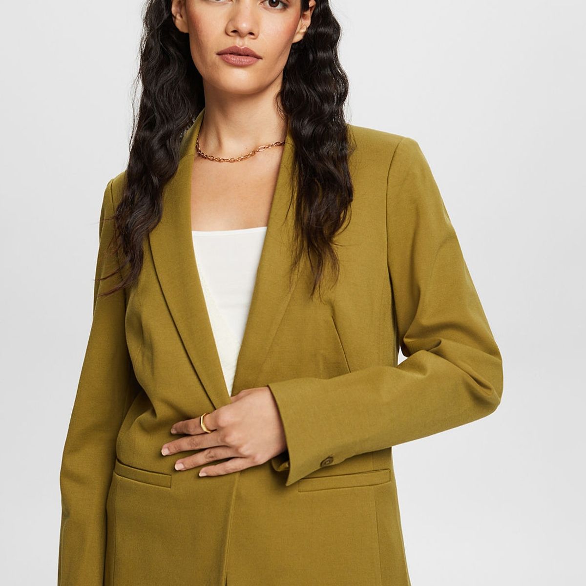 ESPRIT - Blazer tejido de punto con solapa y botón Mujer Esprit ESPRIT