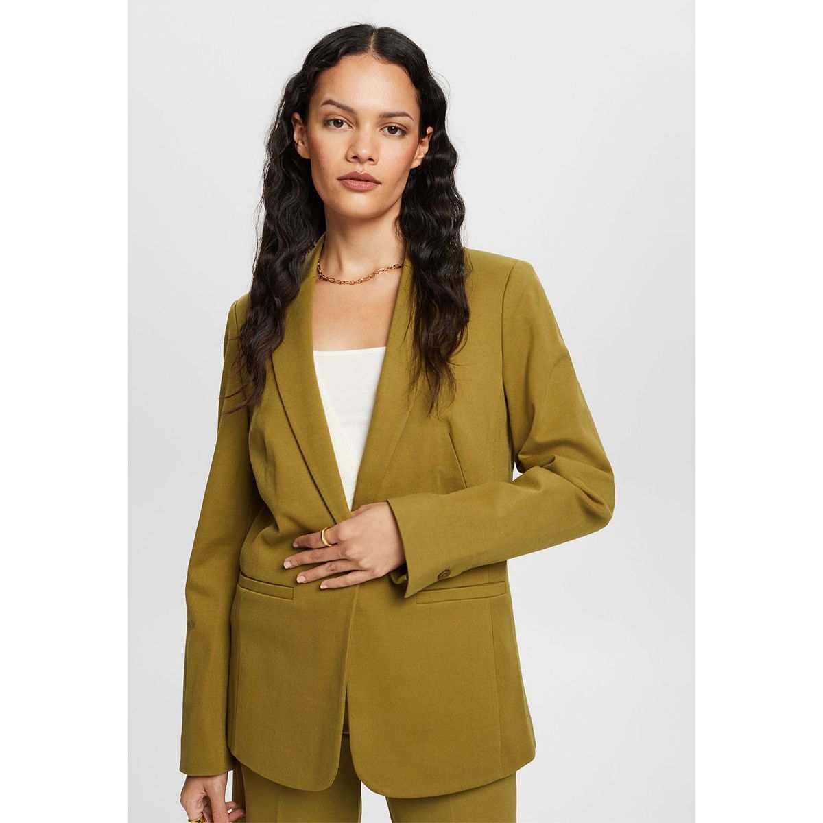 ESPRIT - Blazer tejido de punto con solapa y botón Mujer Esprit ESPRIT