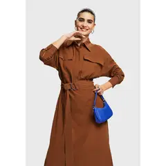 ESPRIT - Vestido Camisero Midi Oversize Mujer