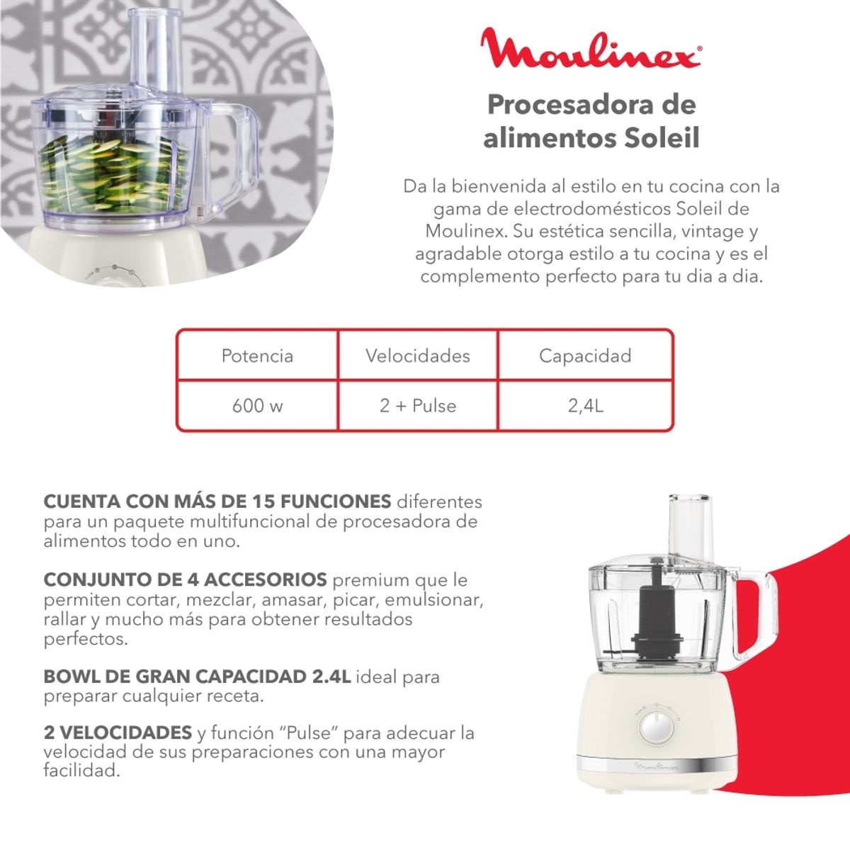 MOULINEX - Procesadora de Alimentos Soleil