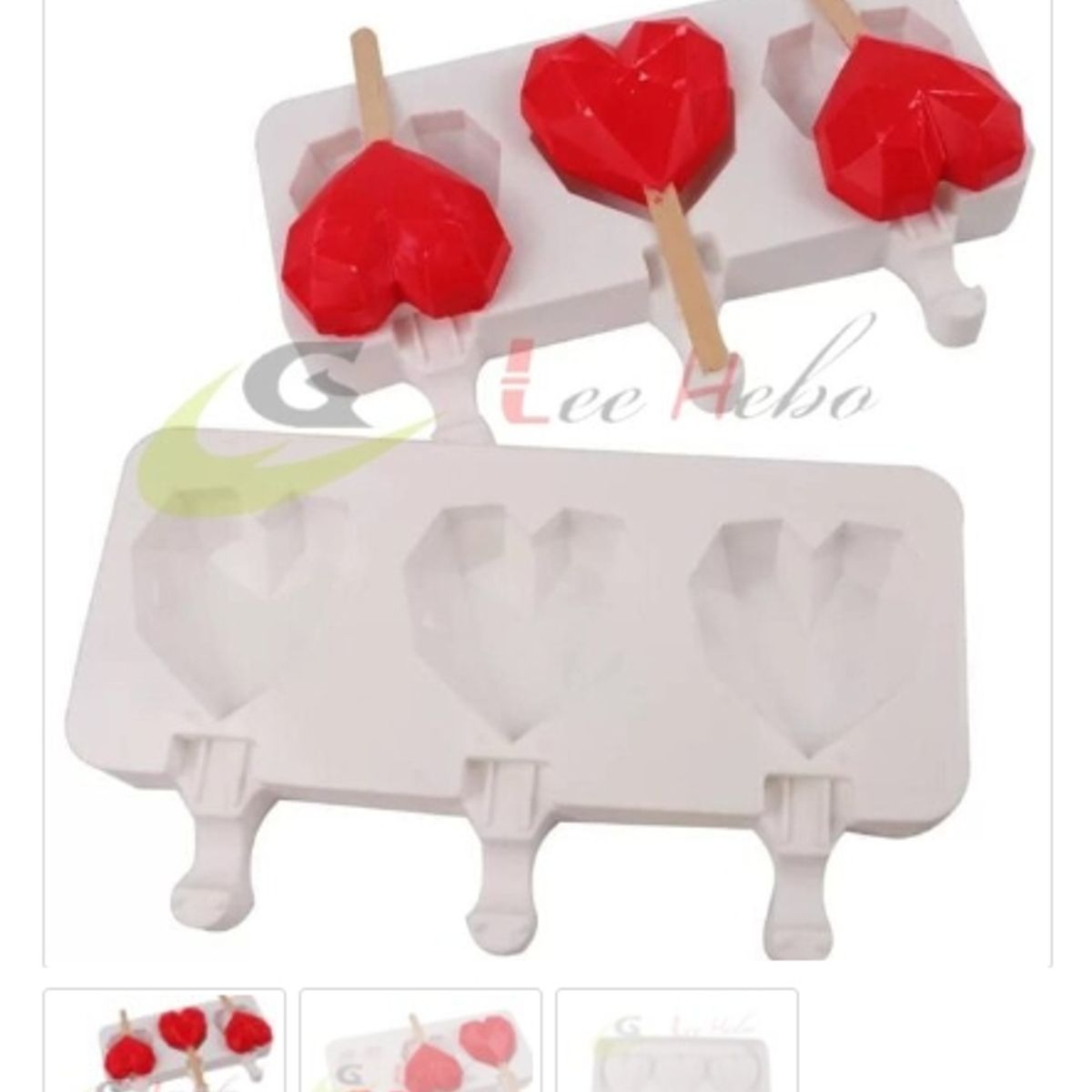 GENERICO - Molde De Silicona Molde Corazon 3 Divisiones