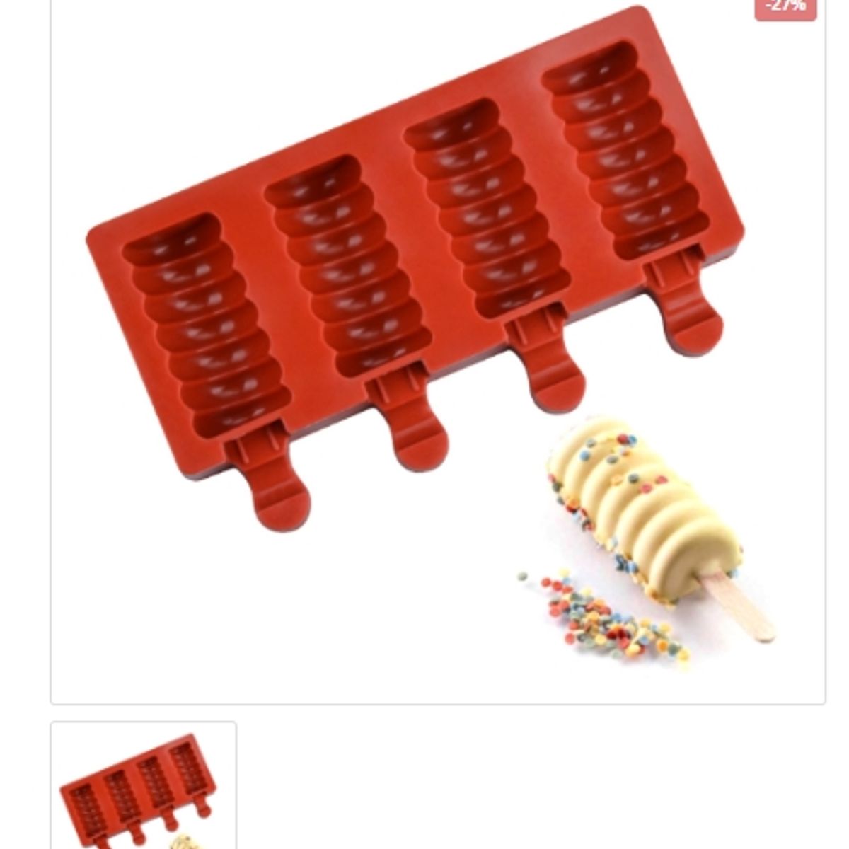 GENERICO - Molde De Silicona Molde Paleta De Helado 4 Divisiones