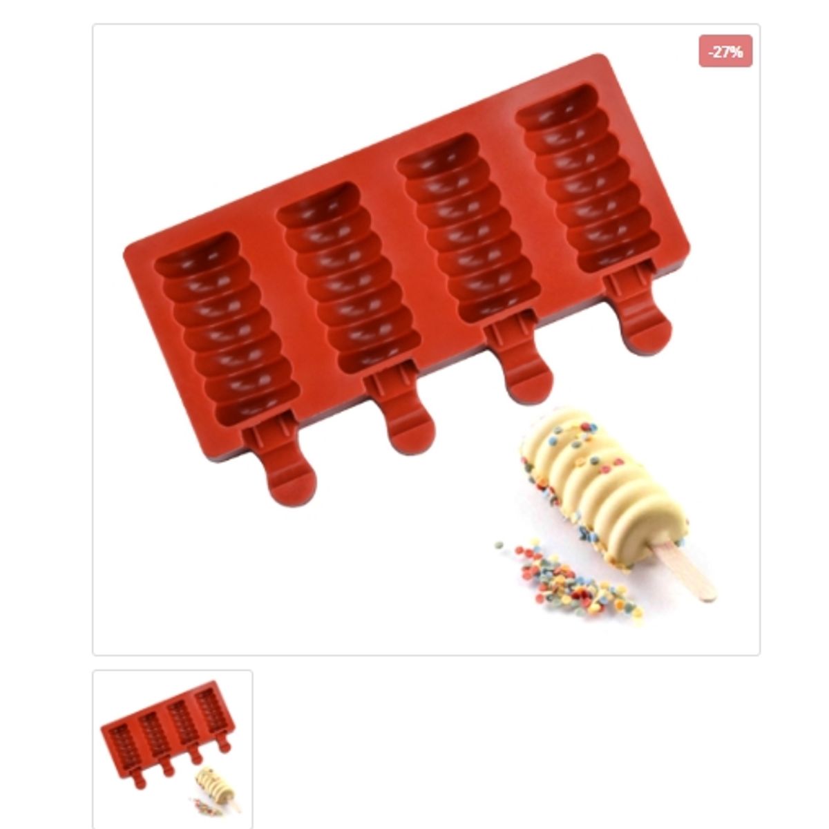 GENERICO - Molde De Silicona Molde Paleta De Helado 4 Divisiones