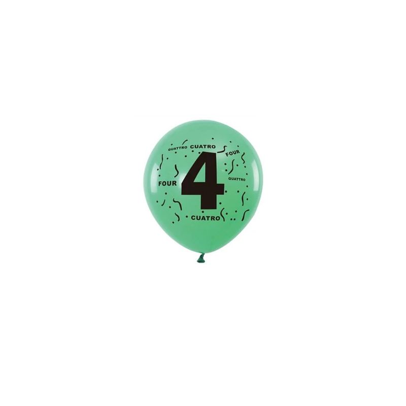GENERICO - Globos De Latex Con Numero 4 Colores Surtidos