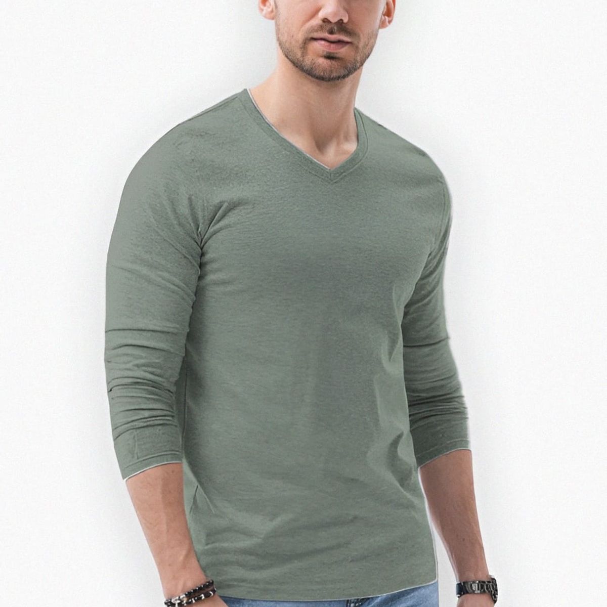 MROTTO - Polera Hombre Casual Algodon Manga Larga_.