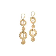 REBECCA CHILE - Aros de oro amarillo colgantes circulares modelo R-Zero