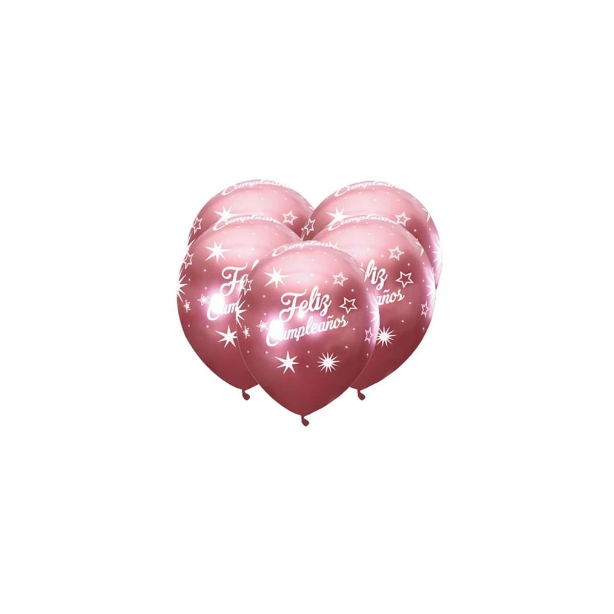 GENERICO - Globo Cromado Feliz Cumpleaños Rojo 5pcs 30cm