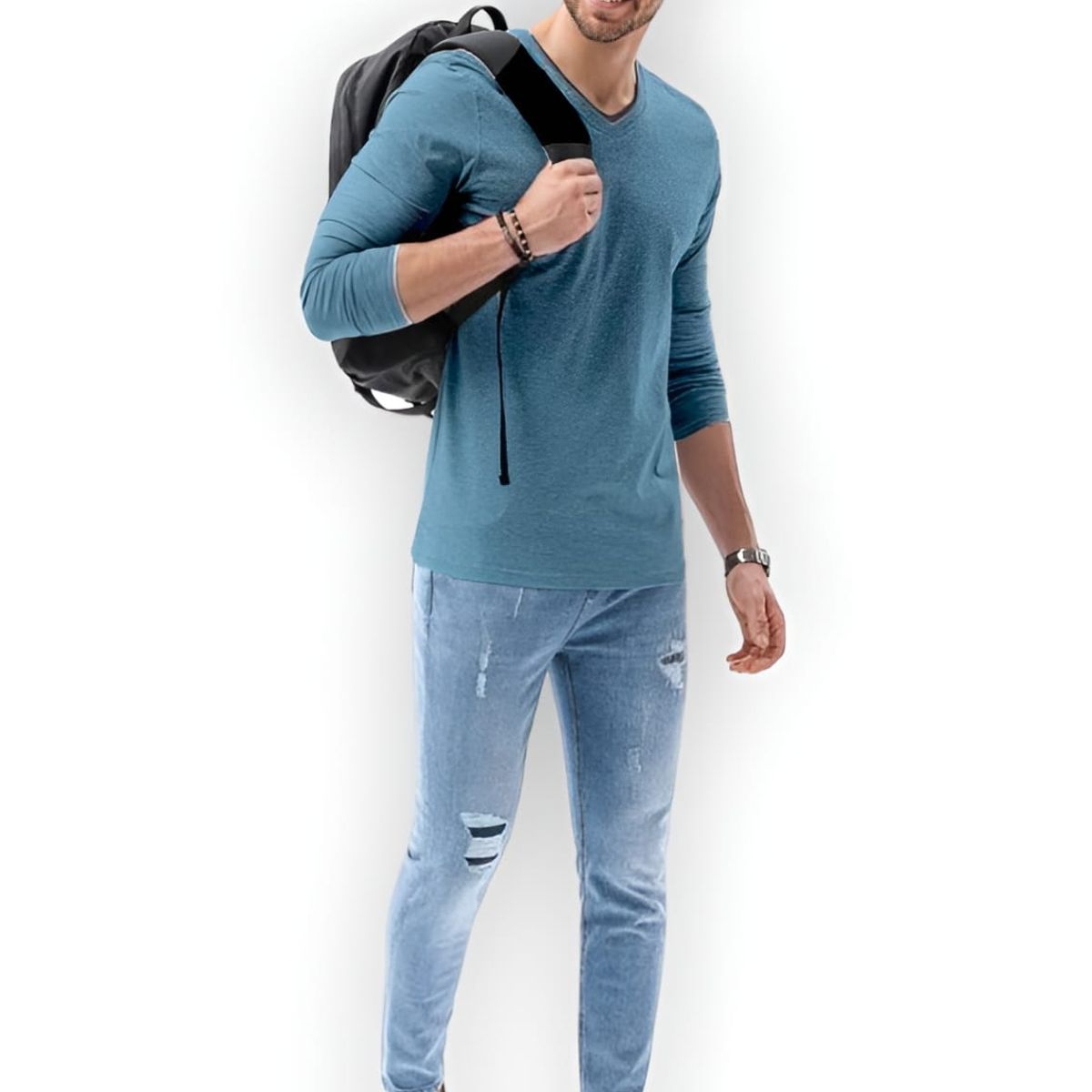 MROTTO - Polera Hombre Casual Algodon Manga Larga