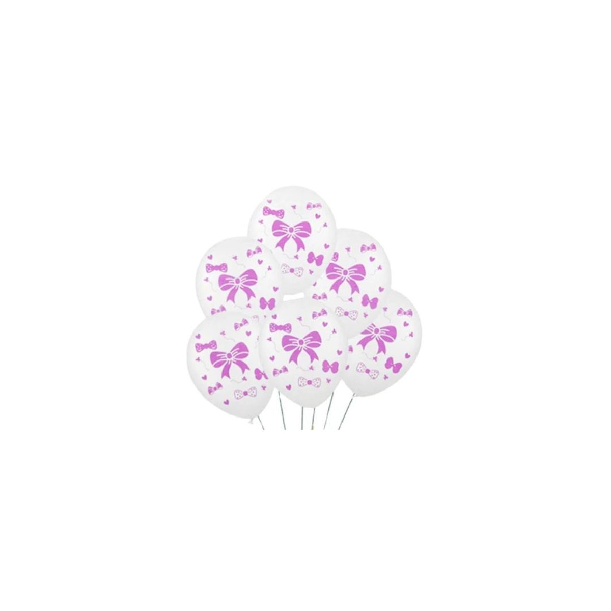 GENERICO - Globo De Latex Blanco Lazos 6Pcs 30Cm