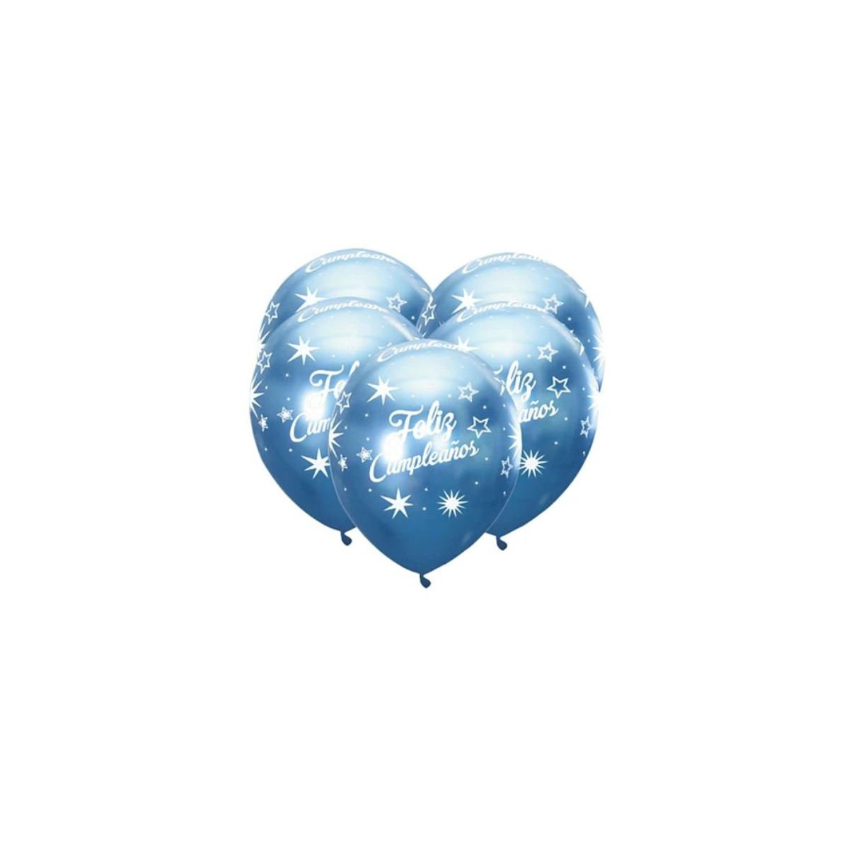 GENERICO - Globo Cromado Feliz Cumpleaños Azul 5 Pcs 30 Cm