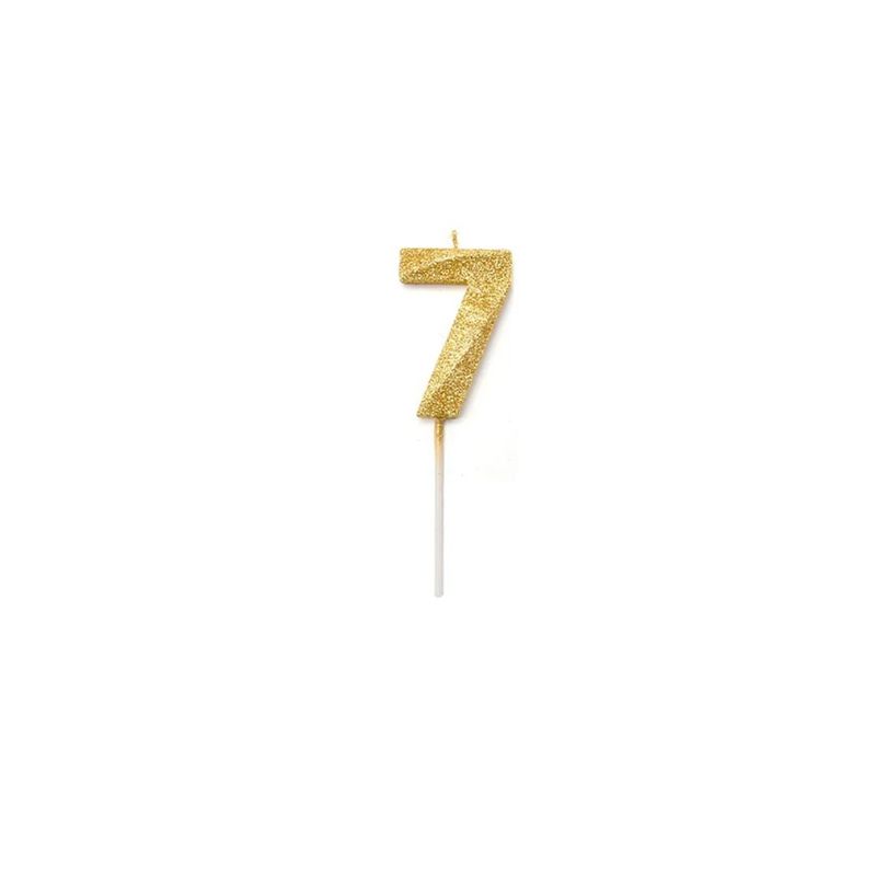 GENERICO - Vela De Numero 7 De 13cm Con Purpurina Color Oro