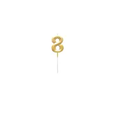 GENERICO - Vela Dorada Numero 8 De 7cm Metalizada