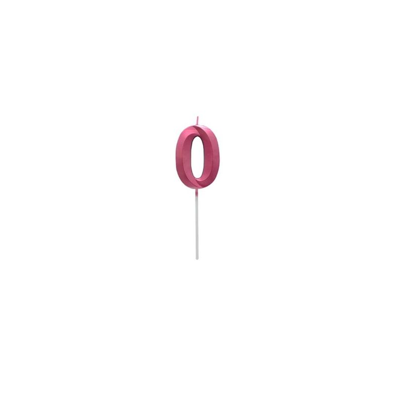 GENERICO - Vela Fucsia Numero 0 De 7cm Metalizada