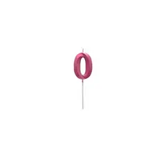 GENERICO - Vela Fucsia Numero 0 De 7cm Metalizada